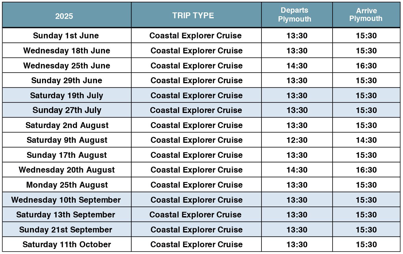 Coastal Explorer Cruise Timetable